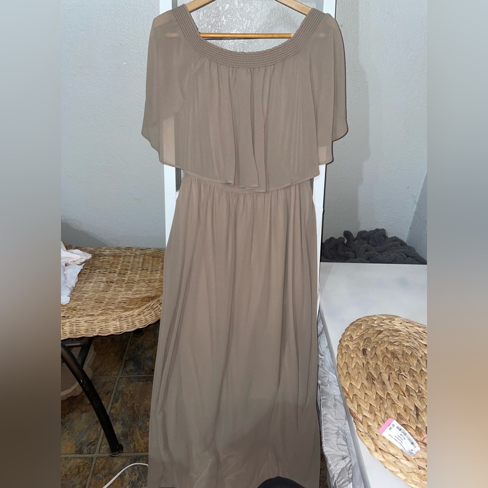 Show Me Your Mumu Taupe Chiffon Maxi Dress – Size XXL